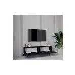 Enwood Regulus Siyah Mdf 2 Kapaklı Ahşap Ayaklı 140 Cm Modern Tv Ünitesi