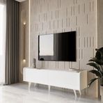 enwood RİGEL COUNTRY BEYAZ MDF 2 KAPAKLI (DÜŞME KAPAK) AHŞAP AYAKLI 140 CM TV ÜNİTESİ