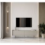 Enwood Rigel Kum Taşı Rengi Mdf 2 Kapaklı (Düşme Kapak) Ahşap Ayaklı 140 Cm Country Tv Ünitesi