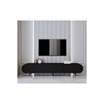 Enwoood Regulus Siyah Mdf 3 Kapaklı Ahşap Ayaklı 180 Cm Modern Tv Ünitesi