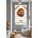 (ENXBOY)ASLAN (İSİM YAZILIR)DİJİTAL BASKILI ZEBRA PERDE-COCUK ODASI-STOR PERDE