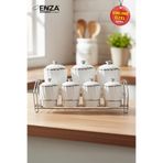 Enza Esin Platin Standlı Porselen Baharat Takımı 15 Parça