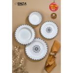 Enza Filiz Porselen Yemek Takımı 24 Parça 6 Kişilik Çiçek Desenli Beyaz Renk