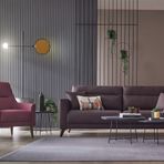 Enza Home 13001 Alto 3'lü Kahve Keten Dokulu Yataklı Koltuk + 1 Adet Mor Berjer Takımı