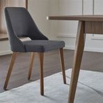 Enza Home 13009 Pavia Keten Dokulu Kumaş Gri Sandalye