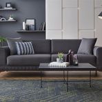 Enza Home 14006 Pavia Kadife Dokulu Antrasit 3'lü Yataklı Koltuk