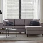Enza Home 14506 Maris Bej Sağ Kadife Dokulu Yataklı Köşe Takımı