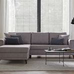 Enza Home 14506 Maris Bej Sol Kadife Dokulu Yataklı Köşe Takımı