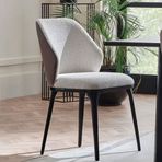 Enza Home 15602 Riga Süet Dokulu Kumaş Beyaz Sandalye