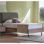 Enza Home 23501 Kahve Yeşil Keten Dokulu Kumaş 100x200 cm Loreto Genç Başlıklı Karyola