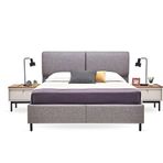 Enza Home 23502 Mavi Keten Dokulu Kumaş 180x200 cm Loreto Başlıklı Baza