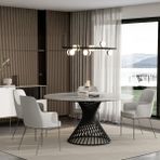 Enza Home Assos Metal Ayaklı, Mermer Yüzeyli Yemek Masası - Italyan Gri - Açık Gri - 90x150