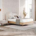 Enza Home Cante Başlıklı Karyola 2'li Set - Krem - 180 x 200 cm