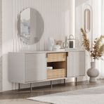 Enza Home Cante Evlilik Seti Konsol+Sabit Ahşap Ayaklı Yemek Masası+Alternatif 4 Adet Sandalye+5 Kapaklı Dolap+2 Adet Komodin+Başlıklı Karyola 160x200 cm+3'lü Yataklı Koltuk+Berjer