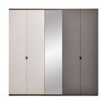 Enza Home Cordell 226x222 cm Beyaz Gri Ceviz 5 Kapaklı Dolap