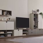 Enza Home Cordell 380x150 cm Beyaz Gri ve Ceviz Kombinasyon 2 TV Ünitesi