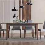 Enza Home Cordell 90x160-200 cm Gri Ceviz Masa