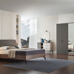 Enza Home Cordell Beyaz Gri Ceviz Başlıklı Karyola + 5 Kapaklı Dolap + Şifonyer + 2 Adet Komodin Yatak Odası Seti