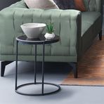 Enza Home Dorian 43x55 cm Siyah Cam Üst Tablalı Yan Sehpa