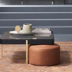 Enza Home Dorian 96x44 cm Siyah Mermer Desenli Gold Metal Ayaklı Orta Sehpa
