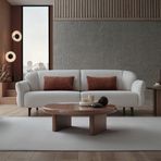 Enza Home Hera 16007 Beyaz Dokuma Kumaş 3'lü Koltuk+Berjer