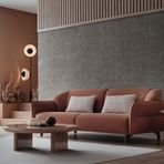 Enza Home Hera 19211 Koyu Somon Örme Kumaş 3'lü Koltuk+Berjer