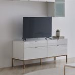 Enza Home Legato 4 Çekmeceli Ayaklı TV Ünitesi+Beyaz Kalkar Kapaklı Üst Modül