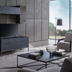 Enza Home Legato 4 Çekmeceli Ayaklı TV Ünitesi+Siyah Kalkar Kapaklı Üst Modül