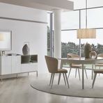 Enza Home Legato Konsol+Sabit Ahşap Ayaklı Yemek Masası+Cordell Beyaz 4 Adet Sandalye