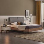 Enza Home Loreto Başlıklı Karyola - Keten Dokulu Kumaş 160X200 - 160 x 200 cm - Mavi