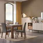 Enza Home Loreto Küçük Konsol + 120 cm Açılır Yemek Masası + 4 Adet Cordell Sandalye