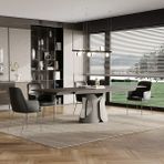 Enza Home Nebula Metal Ayaklı, Seramik Yüzeyli Yemek Masası - Koyu Gri - 200x100