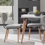 Enza Home Palladio Mutfak Sandalyesi, Natural Ahşap Ayaklı, Keten Dokulu - Koyu Gri
