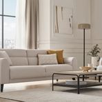 Enza Home Paloma 55701 Krem 3'lü Yataklı Koltuk + Berjer