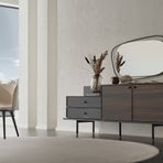 Enza Home Parma Koyu Ceviz-Mat Siyah Yemek Odası Takımı