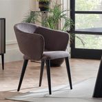 Enza Home Riga 16403 Gri Süet Dokulu Kumaş Kolçaklı Sandalye