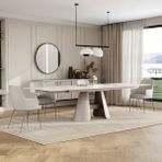 Enza Home Salda Metal Ayaklı, Mermer Yüzeyli Yemek Masası - Beyaz, 200 cm - 200x100