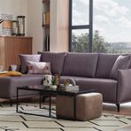 Enza Home Siano 14802 Sol Kadife Dokulu Haki Yataklı Köşe Takımı