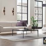 Enza Home Swan 15602 Beyaz Buklet Kumaş 3'lü Koltuk