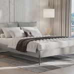Enza Home Varena 55901 Açık Gri 160x200 cm Dokulu Kumaş Başlıklı Karyola