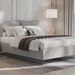 Enza Home Varena 55901 Açık Gri 200x200 cm Dokulu Kumaş Başlıklı Baza