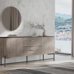 Enza Home Varena Konsol+Sabit Yemek Masası+4 Adet Metal Ayaklı Sandalye