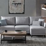 Enza Home Venta 18203 Açık Gri Keten Dokulu Köşe Takımı