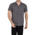 ENZİM JEANS Erkek Slim Fit Polycotton Kısa Kol Gömlek Antrasit S