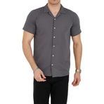 ENZİM JEANS Erkek Slim Fit Polycotton Kısa Kol Gömlek Antrasit XL