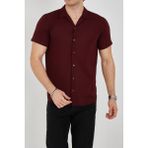 Enzim Jeans Erkek Slim Fit Polycotton Kısa Kol Gömlek - Bordo