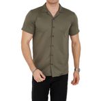 ENZİM JEANS Erkek Slim Fit Polycotton Kısa Kol Gömlek Yeşil XL