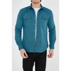 Enzim Jeans Erkek Yıkamalı Kot Gömlek - Açık Mavi - 2XL