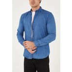 ENZİM JEANS Erkek Yıkamalı - Kot Gömlek Buz Mavi 2XL
