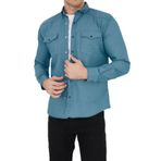 ENZİM JEANS Erkek Yıkamalı Kot Gömlek Kraliyet Mavisi 2XL